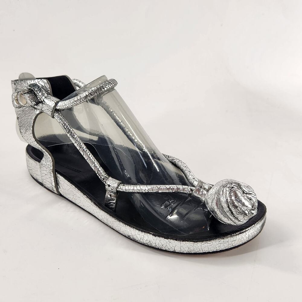 Isabel Marant Either Metallic Leather Sandals Tulip Bow Gladiator Womens Size 36 - Picture 2 of 15